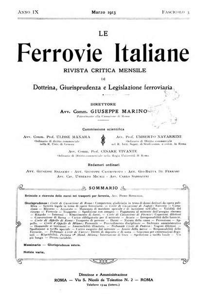 Le ferrovie italiane rivista quindicinale di dottrina, giurisprudenza, legislazione ed amministrazione ferroviaria