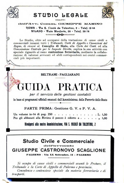 Le ferrovie italiane rivista quindicinale di dottrina, giurisprudenza, legislazione ed amministrazione ferroviaria