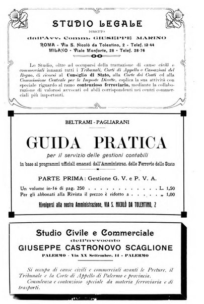 Le ferrovie italiane rivista quindicinale di dottrina, giurisprudenza, legislazione ed amministrazione ferroviaria