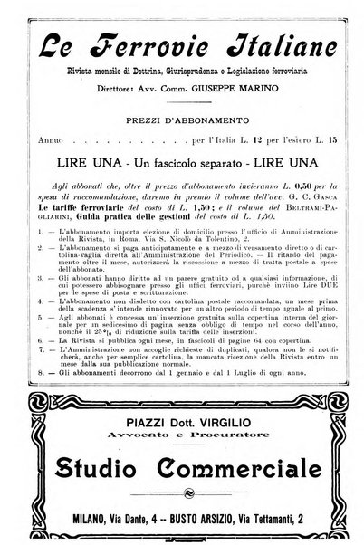 Le ferrovie italiane rivista quindicinale di dottrina, giurisprudenza, legislazione ed amministrazione ferroviaria