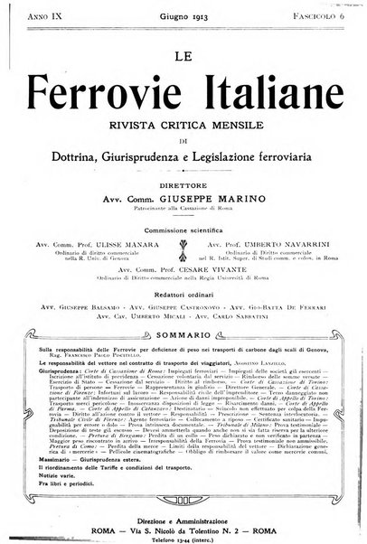 Le ferrovie italiane rivista quindicinale di dottrina, giurisprudenza, legislazione ed amministrazione ferroviaria