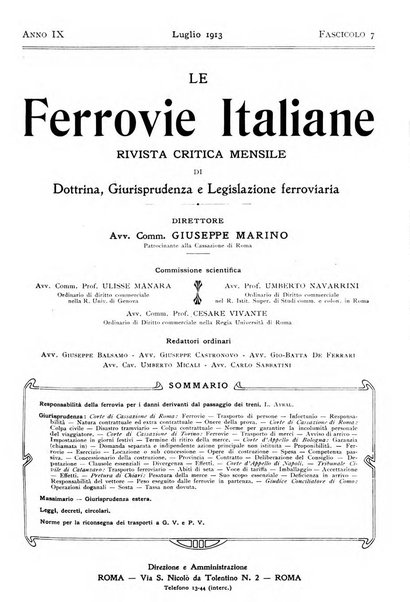 Le ferrovie italiane rivista quindicinale di dottrina, giurisprudenza, legislazione ed amministrazione ferroviaria