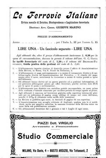 Le ferrovie italiane rivista quindicinale di dottrina, giurisprudenza, legislazione ed amministrazione ferroviaria