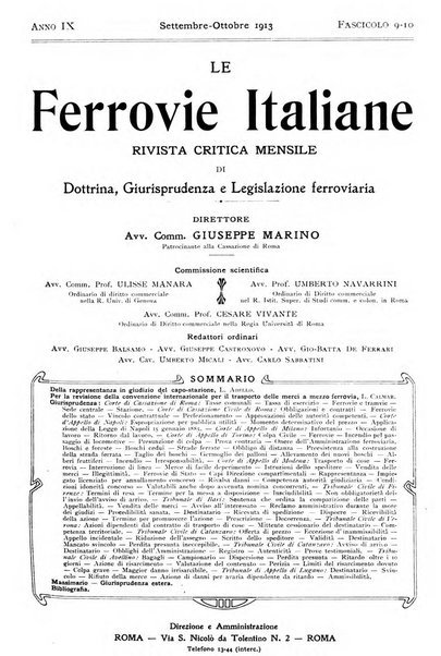 Le ferrovie italiane rivista quindicinale di dottrina, giurisprudenza, legislazione ed amministrazione ferroviaria