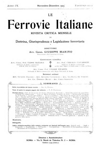 Le ferrovie italiane rivista quindicinale di dottrina, giurisprudenza, legislazione ed amministrazione ferroviaria