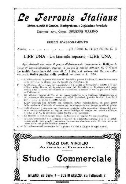 Le ferrovie italiane rivista quindicinale di dottrina, giurisprudenza, legislazione ed amministrazione ferroviaria