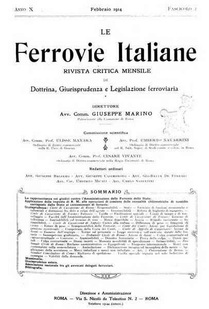 Le ferrovie italiane rivista quindicinale di dottrina, giurisprudenza, legislazione ed amministrazione ferroviaria