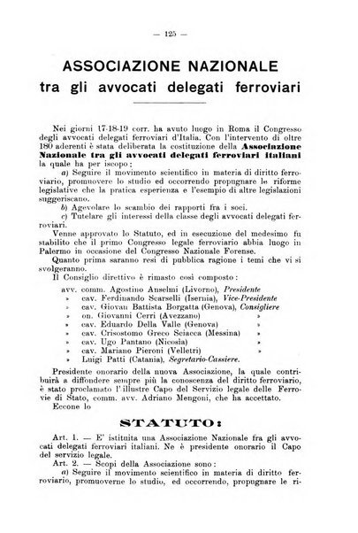 Le ferrovie italiane rivista quindicinale di dottrina, giurisprudenza, legislazione ed amministrazione ferroviaria