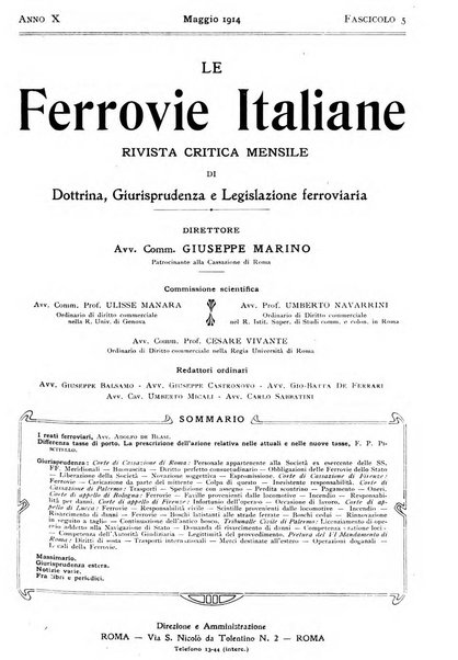 Le ferrovie italiane rivista quindicinale di dottrina, giurisprudenza, legislazione ed amministrazione ferroviaria