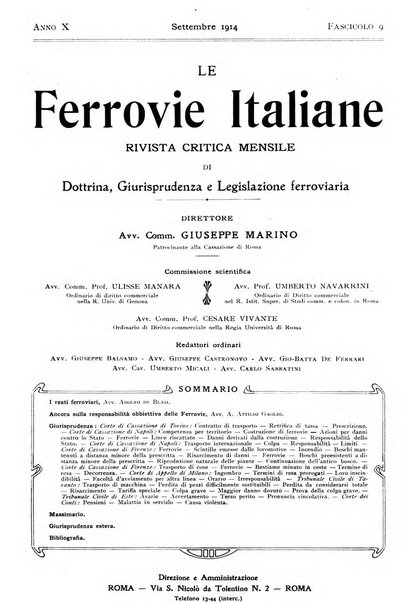 Le ferrovie italiane rivista quindicinale di dottrina, giurisprudenza, legislazione ed amministrazione ferroviaria