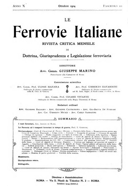 Le ferrovie italiane rivista quindicinale di dottrina, giurisprudenza, legislazione ed amministrazione ferroviaria