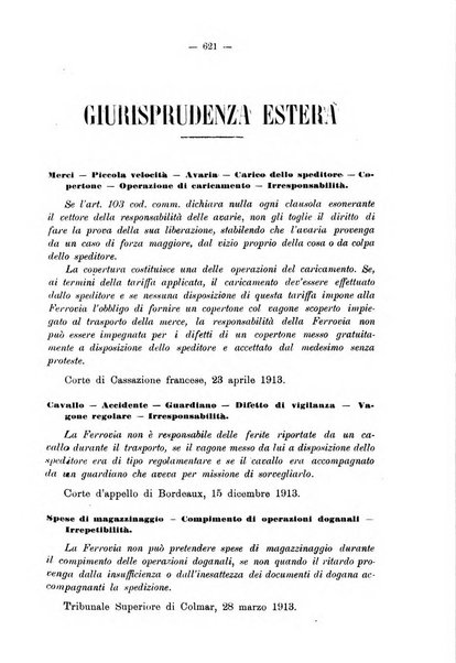 Le ferrovie italiane rivista quindicinale di dottrina, giurisprudenza, legislazione ed amministrazione ferroviaria