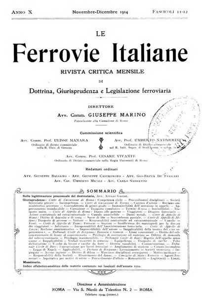 Le ferrovie italiane rivista quindicinale di dottrina, giurisprudenza, legislazione ed amministrazione ferroviaria