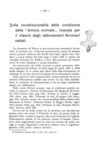 Le ferrovie italiane rivista quindicinale di dottrina, giurisprudenza, legislazione ed amministrazione ferroviaria