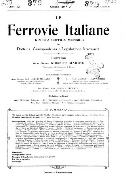 Le ferrovie italiane rivista quindicinale di dottrina, giurisprudenza, legislazione ed amministrazione ferroviaria