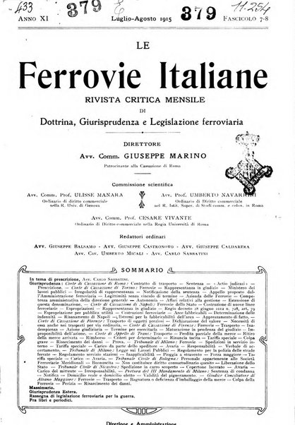 Le ferrovie italiane rivista quindicinale di dottrina, giurisprudenza, legislazione ed amministrazione ferroviaria