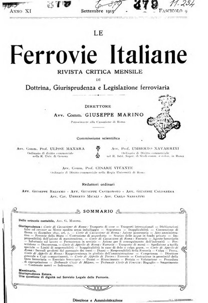 Le ferrovie italiane rivista quindicinale di dottrina, giurisprudenza, legislazione ed amministrazione ferroviaria