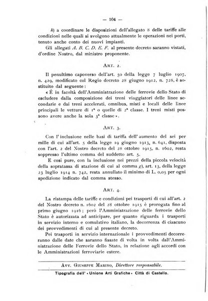 Le ferrovie italiane rivista quindicinale di dottrina, giurisprudenza, legislazione ed amministrazione ferroviaria