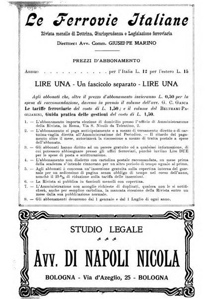 Le ferrovie italiane rivista quindicinale di dottrina, giurisprudenza, legislazione ed amministrazione ferroviaria