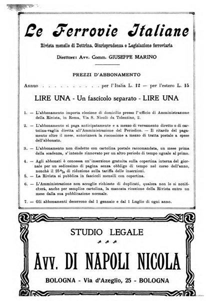 Le ferrovie italiane rivista quindicinale di dottrina, giurisprudenza, legislazione ed amministrazione ferroviaria