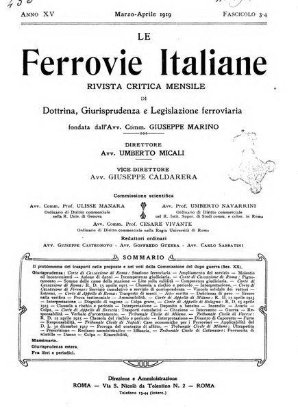 Le ferrovie italiane rivista quindicinale di dottrina, giurisprudenza, legislazione ed amministrazione ferroviaria