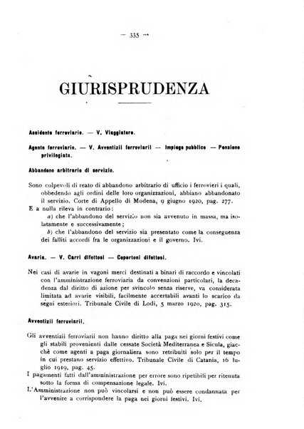 Le ferrovie italiane rivista quindicinale di dottrina, giurisprudenza, legislazione ed amministrazione ferroviaria