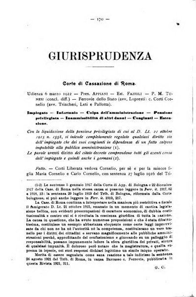 Le ferrovie italiane rivista quindicinale di dottrina, giurisprudenza, legislazione ed amministrazione ferroviaria