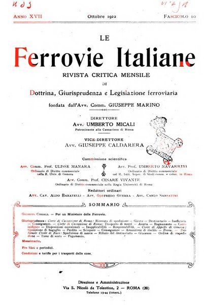 Le ferrovie italiane rivista quindicinale di dottrina, giurisprudenza, legislazione ed amministrazione ferroviaria