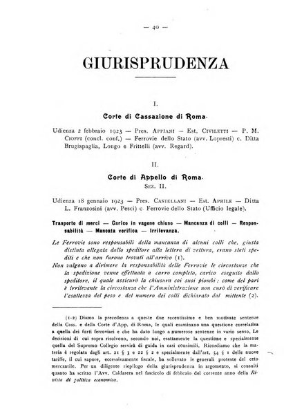 Le ferrovie italiane rivista quindicinale di dottrina, giurisprudenza, legislazione ed amministrazione ferroviaria