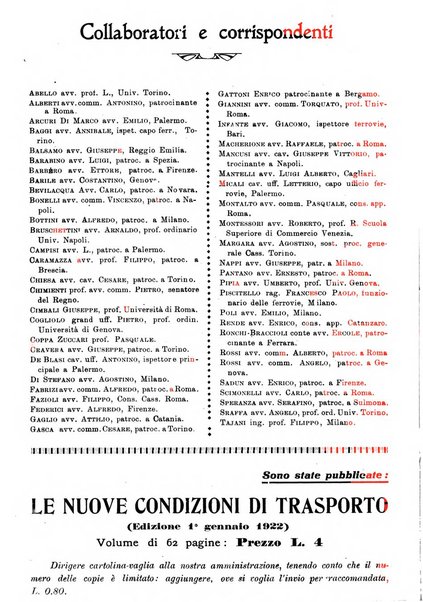 Le ferrovie italiane rivista quindicinale di dottrina, giurisprudenza, legislazione ed amministrazione ferroviaria