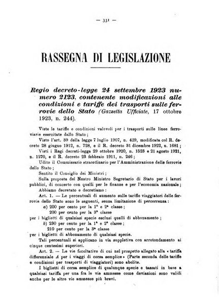 Le ferrovie italiane rivista quindicinale di dottrina, giurisprudenza, legislazione ed amministrazione ferroviaria