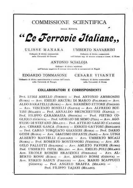 Le ferrovie italiane rivista quindicinale di dottrina, giurisprudenza, legislazione ed amministrazione ferroviaria