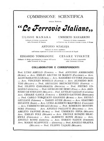 Le ferrovie italiane rivista quindicinale di dottrina, giurisprudenza, legislazione ed amministrazione ferroviaria