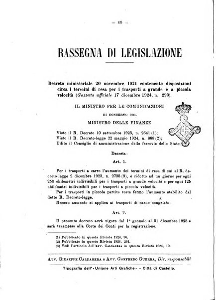 Le ferrovie italiane rivista quindicinale di dottrina, giurisprudenza, legislazione ed amministrazione ferroviaria