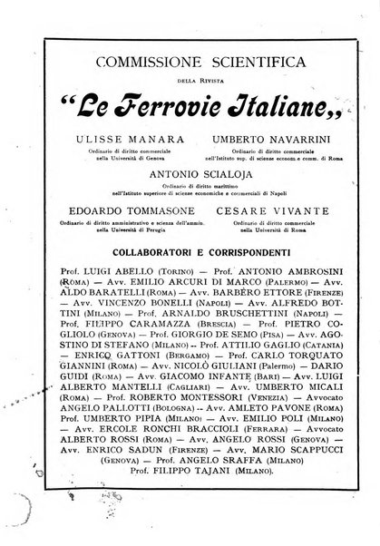 Le ferrovie italiane rivista quindicinale di dottrina, giurisprudenza, legislazione ed amministrazione ferroviaria