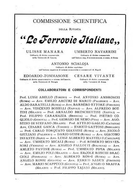 Le ferrovie italiane rivista quindicinale di dottrina, giurisprudenza, legislazione ed amministrazione ferroviaria