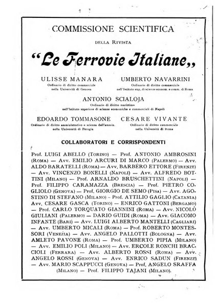 Le ferrovie italiane rivista quindicinale di dottrina, giurisprudenza, legislazione ed amministrazione ferroviaria