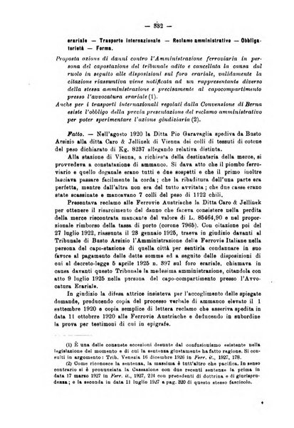 Le ferrovie italiane rivista quindicinale di dottrina, giurisprudenza, legislazione ed amministrazione ferroviaria