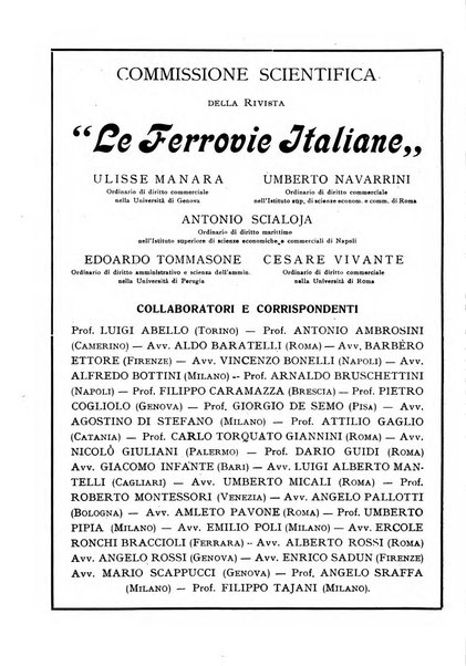 Le ferrovie italiane rivista quindicinale di dottrina, giurisprudenza, legislazione ed amministrazione ferroviaria