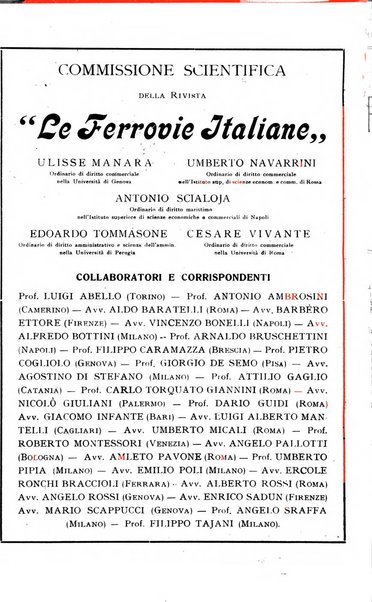 Le ferrovie italiane rivista quindicinale di dottrina, giurisprudenza, legislazione ed amministrazione ferroviaria