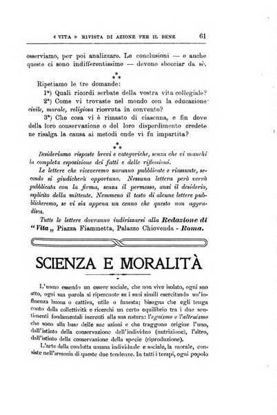 La vita rivista mensile dell'Unione giovanile per la moralità