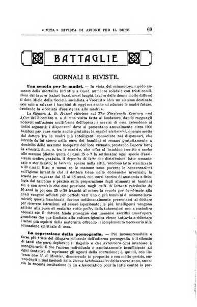 La vita rivista mensile dell'Unione giovanile per la moralità