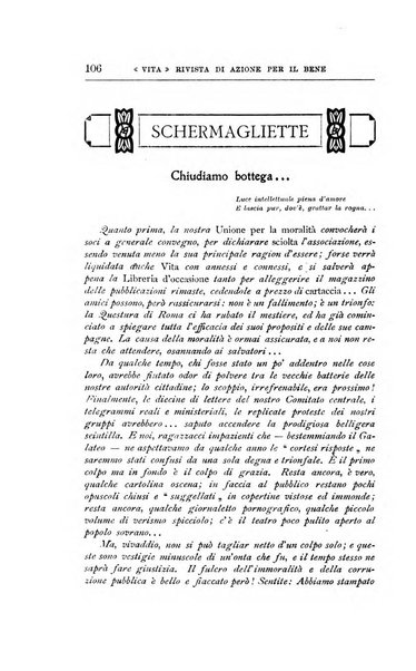 La vita rivista mensile dell'Unione giovanile per la moralità