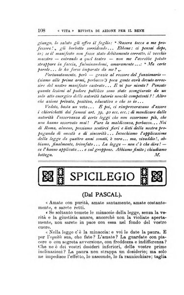 La vita rivista mensile dell'Unione giovanile per la moralità