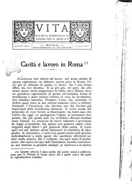 La vita rivista mensile dell'Unione giovanile per la moralità