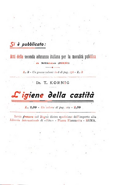 La vita rivista mensile dell'Unione giovanile per la moralità