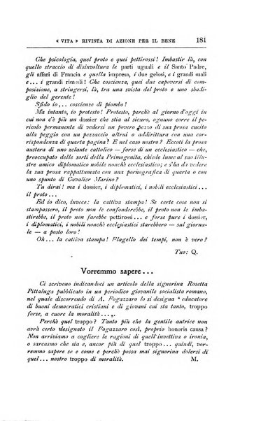 La vita rivista mensile dell'Unione giovanile per la moralità