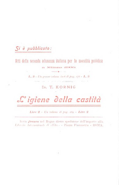 La vita rivista mensile dell'Unione giovanile per la moralità