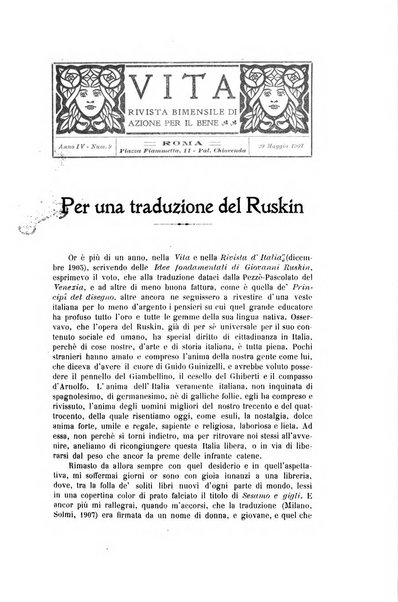 La vita rivista mensile dell'Unione giovanile per la moralità