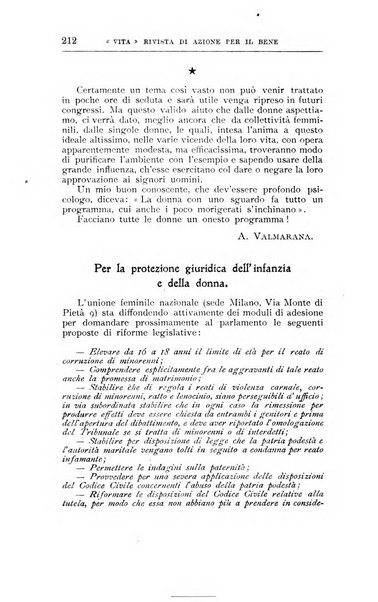 La vita rivista mensile dell'Unione giovanile per la moralità